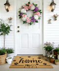 Front Door Mat 17x30 Welcome Mat With Paws Pattern, Heavy Duty Backing For Outdoor And Indoor Use, Faux Coco Coir Doormat