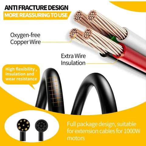 2 Pack 9 Pin E Bike Motor Extension Cables With Waterproof Male And Female Connectors, Durable E Bike Accessory, 24 Inch End, Replacement Spare Parts For Rain Or Wet Conditions