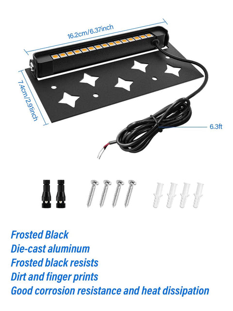 Lit 5W LED Retaining Wall Lights 8 Pack with connectors and installation hardware, frosted black aluminum, IP66 waterproof.