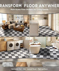 Easy Peel And Stick Vinyl Flooring Roll In Checkered Pattern 15.7x78.7 Inches Matte Finish installed in various rooms