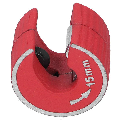 15mm Pipe Cutter Zinc Alloy Mini Tube Cutter With Replaceable Wheel For One Hand Use in red color showing cutting wheel angle