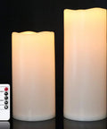 Waterproof Flameless LED Pillar Candles With Remote And Timer, Battery Operated Outdoor White Candles, 2-Pack with remote