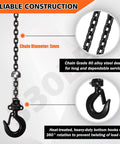 Beefy Electric Chain Hoist 330 Lbs 120V Single Phase Winch With 9.8 Ft Lift Height showcasing chain diameter and features