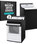 Outdoor Waterproof Washer And Dryer Cover 2 Pack For Top Load And Front Load Washing Machines Keeps It Clean By Blocking Dust Sunlight And UV Rays Weatherproof shown covering washer and dryer