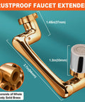 Kid Friendly 1440 Degree Faucet Extender For Toddlers In Bathroom And Kitchen, silver rotating faucet aerator, brass body