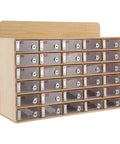 Gear Up And Lock It Down With This 30 Slot Cell Phone Locker Featuring Individual Keyed Covers Heavy Duty Wood And Acrylic Panels wall-mounted design