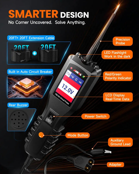 All In One Power Circuit Tester For 6 To 30V Vehicle And Trailer Electrical Diagnosis With Voltage Polarity Continuity Signal Display