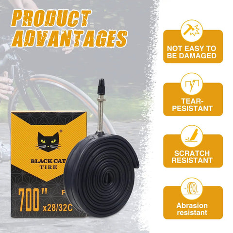 Two Pack 700x28C And 32C Bike Tubes With 48Mm FV Presta Valve For 700C Road Bikes, Reinforced Sidewall, packaging and product details