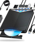 7 In 1 External Blu Ray Drive Read Write Burner With USB 3 0 And Type C Connectivity Compatible With Windows 7 11 Mac OS And PC Supports BD DVD CD M Disc Black with cables
