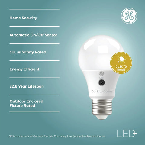 Dusk To Dawn Outdoor Security Light Bulbs With Auto On Off Soft White 2 Pack Easy Install In E26 Base Energy Efficient Weather Resistant Sensor Ready Security Lighting For Home Front Yard shown over product features.