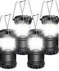 Ultra Bright 350 Lumen LED Camping Lanterns Pack Of 4 Battery Powered Waterproof And Compact Emergency Light, black, handles up