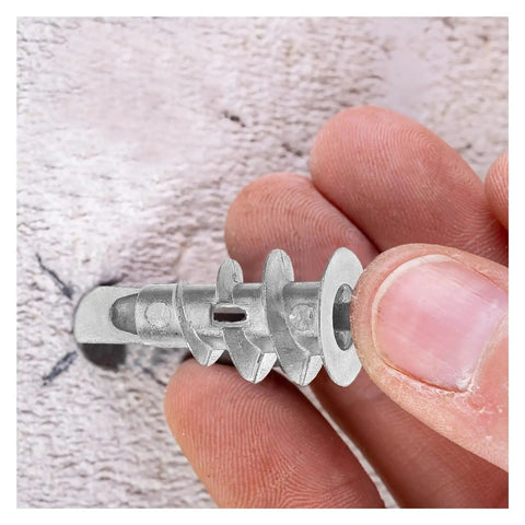 Heavy Duty Drywall Anchors Kit 20 Sets Spiral Wall Anchors 13x32mm Zinc Alloy Screws For Quick Mounts In Bath And Kitchen Self Tapping No Drill Needed Expanding Hollow Wall Anchors, close-up in hand