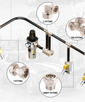 Three Quarter Inch Air Piping Tee Fittings, Nickel Brass Plated, 200 PSI Working Pressure, Quick Connect Compression system layout