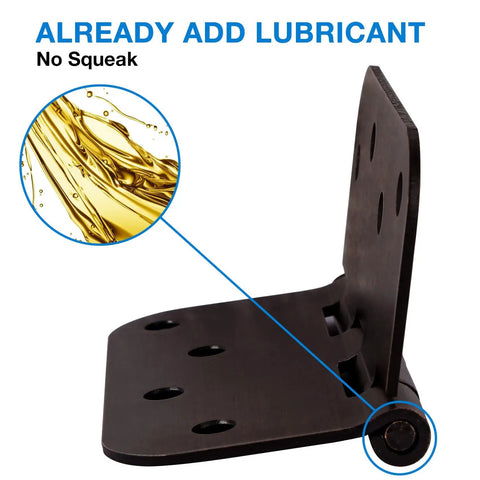 Top Notch 12 Pack Matte Black Door Hinges With Slick 5/8 Radius Corners And Smooth Full Swing Design showing lubricated hinge for no squeak.