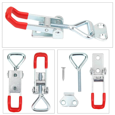 Top Tier Heavy Duty Toggle Latch Clamps Six Pack Rock Solid Pull Handle With 330 Lbs Grip Adjustable Steel Body Includes Mounting Screws For Pickup Trucks Toolboxes And Garage Setup Red Silver