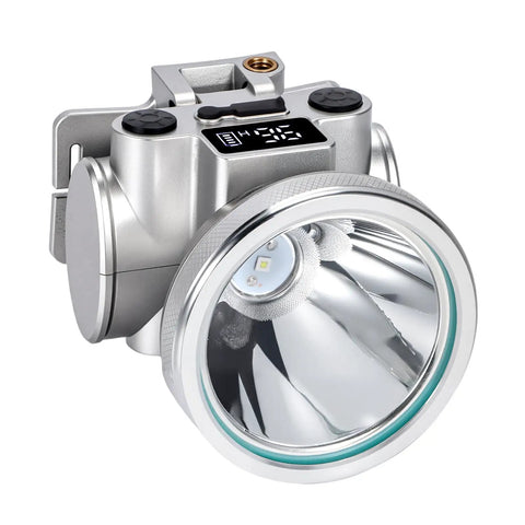 Beefy LED Headlamp With Digital Display Screen, Rechargeable USB C Waterproof Headlight with runtime indicator and four lighting modes