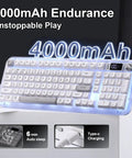 Tri Mode Wireless Gaming Keyboard Bluetooth 5 0 And 2 4 Ghz Silent Creamy White Keys For Multi Device Switching with 4000mAh battery