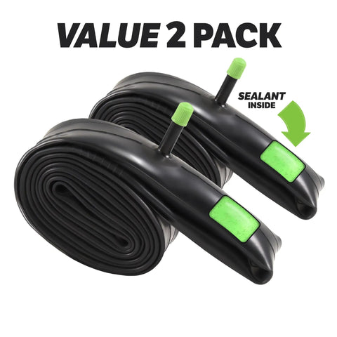 Value 2 pack of Extra Strong Self Sealing Bicycle Tube 26 Inch By 1.75 To 2.125 Inch Schrader Valve, seals punctures, Fibro-Seal Tech