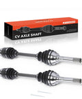 Plug And Play Front CV Axle Shaft Assembly Set 2 For Kawasaki Mule 610 And Mule SX shown with box and two axle shafts.