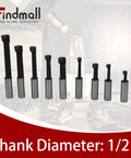 Nine Piece Boring Bar Set With One Half Inch Shank C6 Carbide Tipped Bars For Lathe With milling machine in background