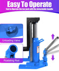 Heavy Duty Hydraulic Toe Jack Delivering Twenty Ton Top Lifting And Ten Ton Toe Engagement For Dead Reliable Car Hoisting And Daily Shop Hustle with unloading valve and rotating rod.