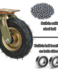 Heavy Duty Swivel Caster Wheels 2 Pack Built Tough With Smooth Riding Rubber Tires And Secure Lock Brakes showing ball bearings and steel ball.