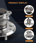 Rear Right Wheel Hub And Bearing Assembly With ABS OEM Style Replacement For 2002 2003 Lexus ES300 2007 2012 ES350 2002 2011 Toyota Camry 2005 2012 Avalon 5 Lug - top, front, bottom views of 5-lug hub
