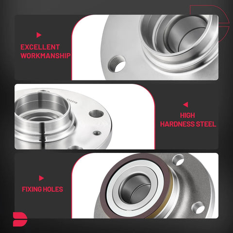 Close-up of Drop In Rear Wheel Bearing And Hub Assembly for Audi Q3 TT 2008-2018 And VW 5 Lug Two Piece Set Replacement showing details.