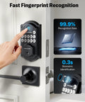 Front Door Lock Set With 2 Lever Handles Keyless Entry Deadbolt Fingerprint And Digital Keypad Matte Black 3 In 1 Unlock System
