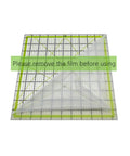 Game Changer Clear Acrylic Quilting Ruler Set For Precise Cutting showing a 10.5x10.5 inch green ruler with protective film