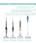 Four models of Bissell PowerFresh steam mops compatible with Six Pack Steam Mop Pads Replacement For 1940 Series washables.