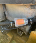 Two Pack Inline Fuel Filter 1/4x5/16 Inch With Clamps, Universal Fit For John Deere Kawasaki Kohler Briggs And Other Lawn Gear, Clear Housing Installed on Engine