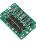 Close-up of 4 Pack 3S 40A Battery Management System for 18650 Li Ion Batteries with soldered connections and components.