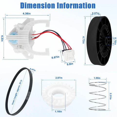Must Have Complete Washer Repair Kit With Transmission Pulley And Nut, Washer Shift Actuator, Drive Belt, Clutch And Clutch Spring dimensions