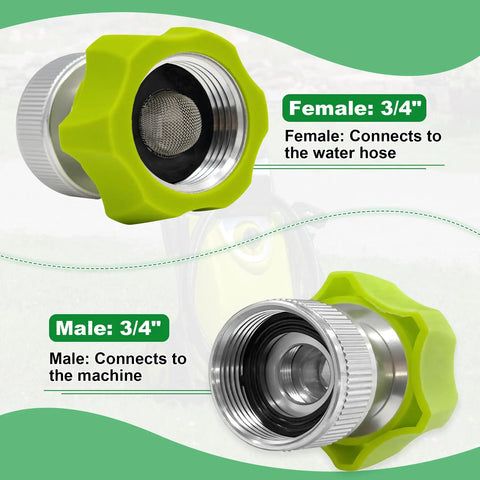 Three Quarter Inch Garden Hose Adapter For Pressure Washer Hoses, Universal Connector, male and female ends shown