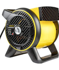Heavy Duty Utility Blower With 3 Speed Portable Floor Fan, pivoting head, built-in outlet, rugged construction, side view