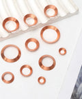 Copper Flare Gasket Kit 30 Pack For 5/8 Inch Tubing With 45 Degree Copper Flare Fittings Brass Flared Gaskets on white surface