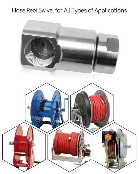 Heavy Duty 1 Inch Swivel Hose Reel With Grease Zerk For Industrial And Home Use, Steel Construction, NPT Inlet And Outlet, Replaces 9SS16FP100XFP100 Ni AL, Fits Most Reels, Durable, No Tangling Design For Farm Shop Garage stainless steel hose reel swivel and reel examples