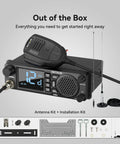 Long Range DIN Mount CB Radio Kit with NRC Noise Canceling, front speaker, mic, and antenna, for trucker and off-road use.