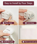 Four-step installation guide for Retractable Baby Gate Mesh Barrier For Doorways And Stairs, 33-Inch Tall, Expands To 55-Inch Wide.