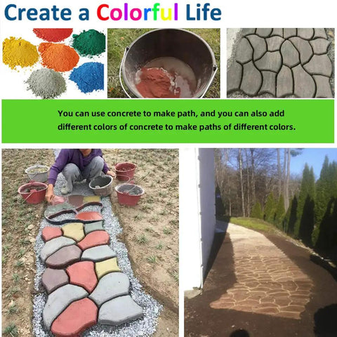 Oversized Reusable Concrete Path Molds For DIY Garden Walkways And Pavers creating colorful garden paths