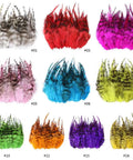 Assorted dyed rooster saddle feathers in various colors including Natural Pheasant Feathers 50 Pcs For DIY Crafts, Fly Tying, Jewelry Making.