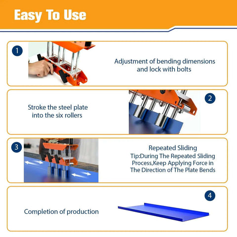 Instruction guide for using Sheet Metal Roller Bender For 0 To 90 Degrees, Dual Station Edge Roller Kit For Home Metalworking
