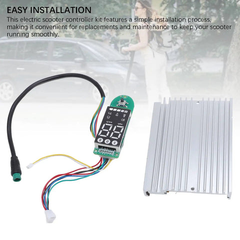 Plug And Play Electric Scooter Controller Kit For This Model Replacement Parts With 36V 350W Motor Clear Speed And Battery Display Easy Install For Seamless Integration And Quick Maintenance showing wiring and controller components.