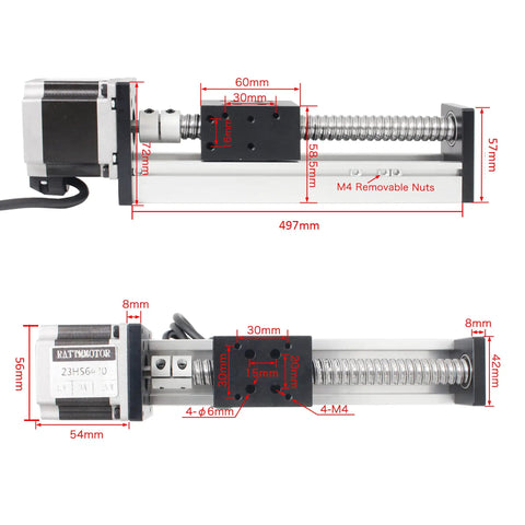 Stepper Motor Driver DM556S Kit With CBX1605 Linear Stage showcasing dimensions and components for CNC 300mm travel precision motion.