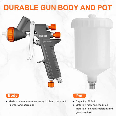 Kickstart Your Garage Refresh With This Top Shelf HVLP Spray Paint Gun Kit featuring aluminum body and 600ml gravity feed pot.