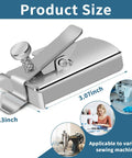 Front view of TIGARI magnetic seam guide for sewing machines with clip; metal ruler and clamp, 3.07 in by 1.3 in