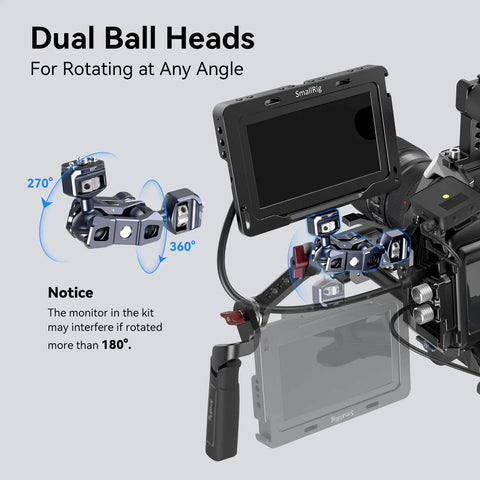 Dual Ball Head Articulating Magic Arm With Retractable Pins, 360 Degree Rotation, 12 Lb Load, Fits 3/8-16 and 1/4-20 Screws