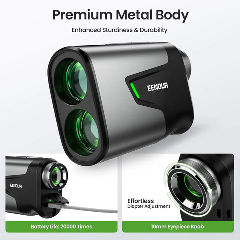 Golf Range Finder With Slope 1200 Yards Laser Distance Meter Pin Lock Vibration 7x Magnification Rechargeable metal body