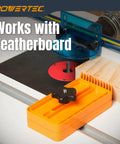 Featherboard setup on router table with 32 Inch Miter T Track Kit With 10 1/4-In Bolts For Table Saw And Router Table Build Custom Sleds